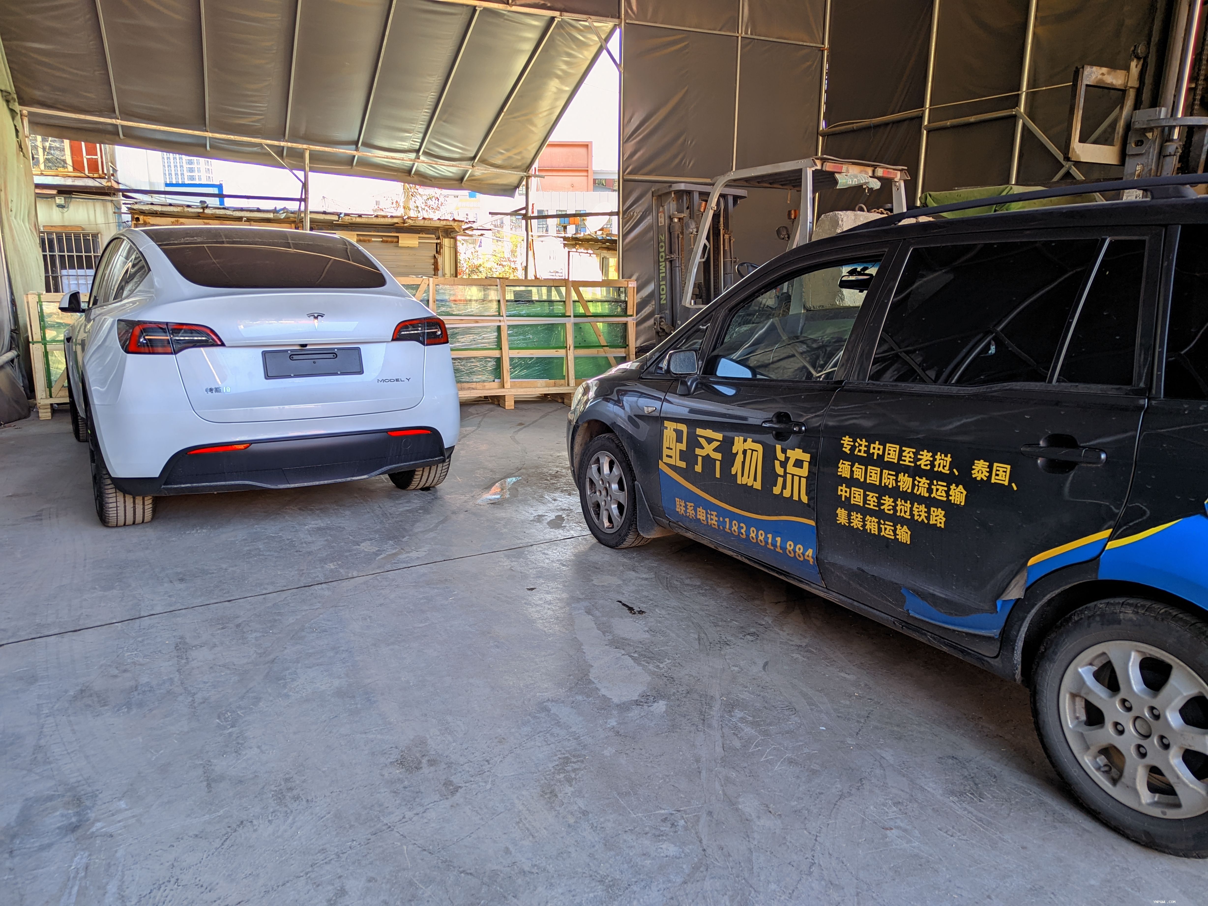 3月23日通過中老鐵路從昆明運輸特斯拉到老撾萬象流程